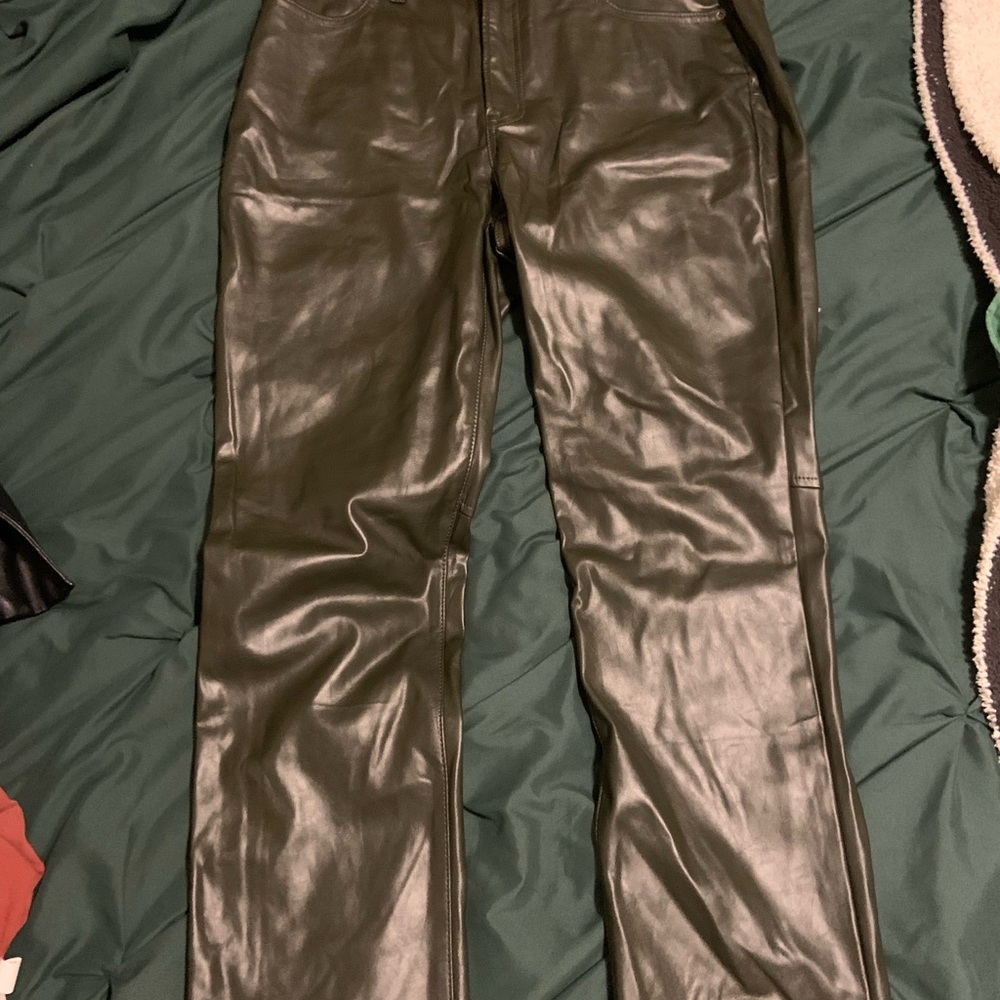 GAP Dark Green Faux Leather High Rise Pants